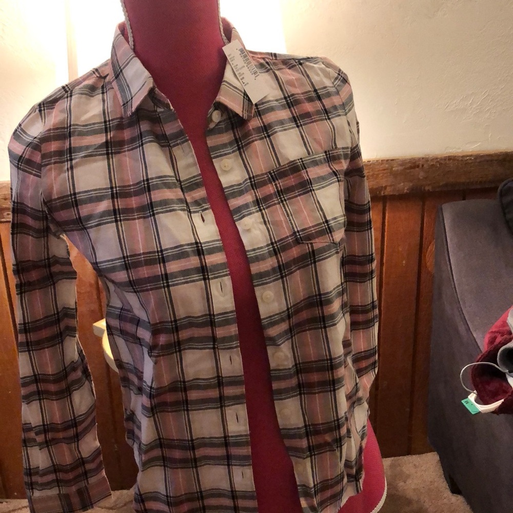 Girls 10/12 button down plaid shirt